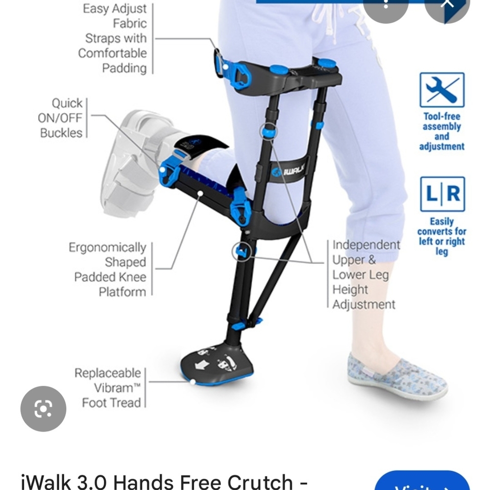 iWalk 3.0 Hands-Free Knee Crutch in Black and Blue